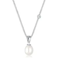 Elli Halskette - Halskette Süßwasserzuchtperle Diamant 925 Sterling - Gr. unisize - in Weiß - für Damen
