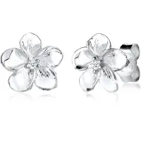 Elli DIAMONDS Ohrringe Frangipani Blüte Diamant Blume 925 Silber Elli DIAMONDS Weiß