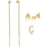 Elli Ohrringe 3Er Set Durchziehen Earcuff Kugel Geo 925 Silber Elli Gold