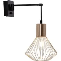 Brilliant Wandleuchte Dalma Schwarz/Kupfer max. 60W E27 ohne Leuchtmittel schwenkbar mit Schalter