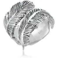 Elli Fingerring Offen mit Feder Design 925 Silber