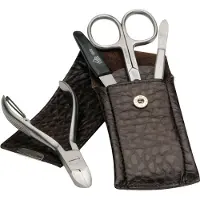 Erbe Manicure Etuis Royal Etui 4-teilig mit Nagelzange Etui mit Druckknopf in braun