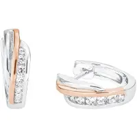 Amor Creolen für Damen, Sterling Silber 925, Zirkonia (synth.) amor Bicolor
