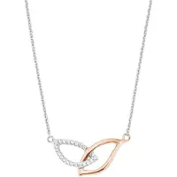 Amor Kette mit Anhänger für Damen, Sterling Silber 925, Zirkonia (synth.) Blatt amor Bicolor