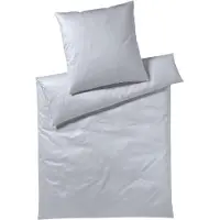 Elegante Mako-Satin Bettwäsche Solid 135x200 cm + 80x80 cm silber