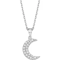 Amor Kette mit Anhänger für Damen, Sterling Silber 925, Zirkonia (synth.) Mond amor Silber