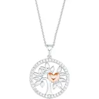 Amor Kette mit Anhänger für Damen, Sterling Silber 925, Zirkonia (synth.) Herz amor Bicolor