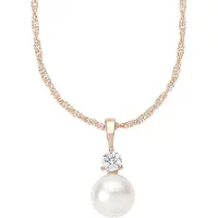 Amor Kette mit Anhänger für Damen, Sterling Silber 925, Zirkonia (synth.) Wachsperle Kugel amor Roségold