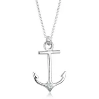 Elli DIAMONDS Halsketten - Halskette Anker Maritim Diamant (0.03 ct.) 925 Sil - Gr. unisize - in Silber - für Damen