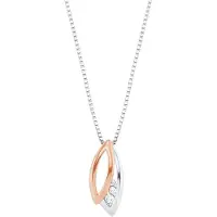 Amor Kette mit Anhänger für Damen, Sterling Silber 925, Zirkonia (synth.) Blatt amor Bicolor