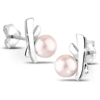 Elli Ohrringe Kreuz Süßwasserzuchtperlen Elegant Stilvoll Silber Elli Rosa