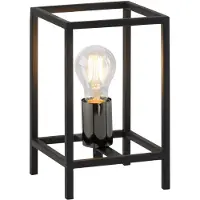 JUST LIGHT LED Tischlampe FABIO Vintage Rahmen aus Eisen, inkl. Schnurschalter schwarz Wohnzimmer, Esszimmer, Schlafzimmer, Flur, Küche