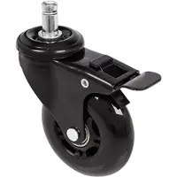 Hjh OFFICE 5x ROLO SKATE 11mm/75mm mit Feststellbremse | Hartböden - Stuhlrollen Schwarz