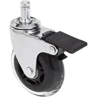 Hjh OFFICE 5x ROLO SKATE 11mm/75mm mit Feststellbremse | Hartböden - Stuhlrollen Silber / transparent