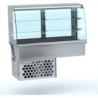 CombiSteel Einbau-Kühlvitrine mit rundem Glasaufbau und Umluft GN4/1