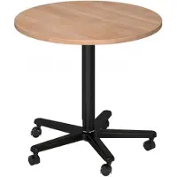 Hjh OFFICE PRO BISTRO 80R D - System Konferenztisch Nussbaum Schwarz Ø 80