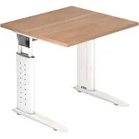 Hjh OFFICE PRO UNDA 8 W - 80 x 80 höhenverstellbar Nussbaum/Weiß