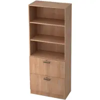 Hjh OFFICE PRO SIGNA G 7300 SG - Nussbaum 5 OH Schrank mit Hängeregistratur (abschließbar) Streifengriff Kunststoff