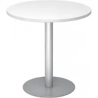 Hjh OFFICE PRO BISTRO F80R S - System Konferenztisch Weiß Silber Ø 80