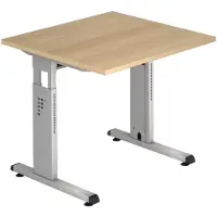 Hjh OFFICE PRO MEGA 8 S - 80 x 80 Eiche/Silber höhenverstellbar