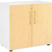 Hjh OFFICE PRO BETA 9 | Schrank mit Türen | 2 OH - Weiß/Ahorn