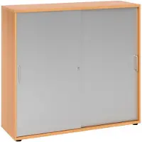 Hjh OFFICE PRO BETA 1753S - Buche/Silber 3 OH Schiebetürenschrank Metallgriff