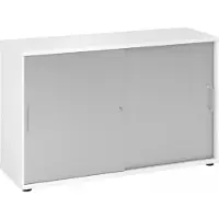 Hjh OFFICE PRO BETA 1752S - 2 OH Schiebetürenschrank Metallgriff Weiß/Silber