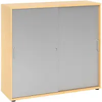 Hjh OFFICE PRO BETA 1753S - Ahorn/Silber 3 OH Schiebetürenschrank Metallgriff