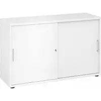 Hjh OFFICE PRO BETA 1752S - 2 OH Weiß/Weiß Schiebetürenschrank Metallgriff