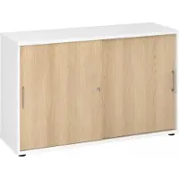 Hjh OFFICE PRO BETA 1752S - 2 OH Weiß/Eiche Schiebetürenschrank Metallgriff