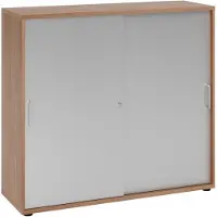 Hjh OFFICE PRO BETA 1753S - Nussbaum/Silber 3 OH Schiebetürenschrank Metallgriff