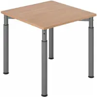 Hjh OFFICE PRO YAMA 8 G | 80x80 - 80 x 80 höhenverstellbar Nussbaum/Graphit