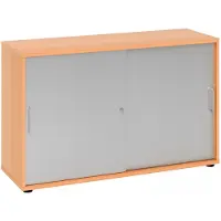 Hjh OFFICE PRO BETA 1752S - Buche/Silber 2 OH Schiebetürenschrank Metallgriff