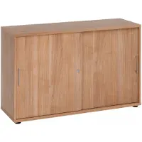 Hjh OFFICE PRO BETA 1752S - 2 OH Schiebetürenschrank Nussbaum/Nussbaum Metallgriff