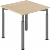 Hjh OFFICE PRO YAMA 8 G | 80x80 - 80 x 80 höhenverstellbar Eiche/Graphit