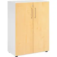 Hjh OFFICE PRO BETA 9 | Schrank mit Türen | 3 OH - Weiß/Ahorn