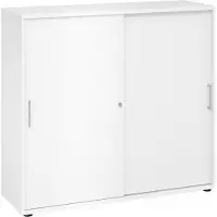 Hjh OFFICE PRO BETA 1753S - 3 OH Weiß/Weiß Schiebetürenschrank Metallgriff