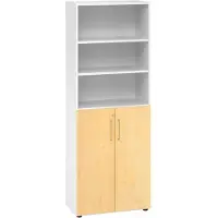 Hjh OFFICE PRO BETA 9 | Kombischrank mit Türen | 6 OH - Weiß/Ahorn