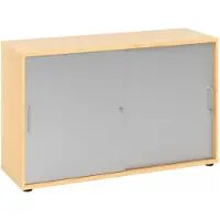 Hjh OFFICE PRO BETA 1752S - Ahorn/Silber 2 OH Schiebetürenschrank Metallgriff
