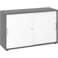 Hjh OFFICE PRO BETA 1752S - 2 OH Schiebetürenschrank Graphit/Weiß Metallgriff