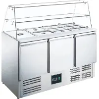 Saro Saladette mit Glasaufsatz ES 903 G, selbschließend, Robuste Salatbar mit drei selbstschließenden Türen, 1 Saladette