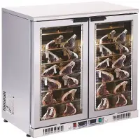 CombiSteel Dry Age Schrank CHARTEUX | 2x beheizte Glastür + LED | 198 Liter, HxBxT 91x92x55cm |¬†-3/+5¬∞C | Edelstahl | + Geschirrtuch