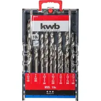 Kwb 109119 HSS Metal twist drill bit set 19-piece 1 mm, 1.5 mm, 2 mm, 2.5 mm, 3 mm, 3.5 mm, 4 mm, 4.5 mm, 5 mm, 5.5 mm, 6 mm, 6.5 mm, 7 mm, 7.5 mm, 8 mm, 8.5