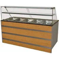 CombiSteel Buffet Kühltheke GUETTA | LED | 5x 1/1 GN | HxBxT 85/135x180x80cm | +0/+10°C | Braun | + Geschirrtuch