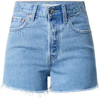 Levi's Damen Jeansshorts in Blau – Fransen-Look mit 5 Taschen und Knöpfen