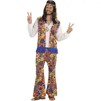 Widmann HIPPIE MAN (Hemd mit Weste, Hose, Kopftuch, Kette mit Peacezeichen), L