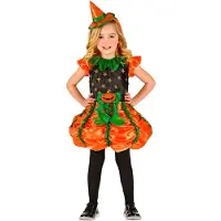 Finidi Kinderkleid "Kürbishexe", orange/grün
