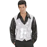 E-Carnavalskleding.nl PAILLETTENWESTE SILBER für Herren, XL