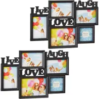 Relaxdays 2 x Bilderrahmen Live Love Laugh schwarz Schwarz