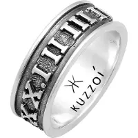 KUZZOI Ring Herren Bandring Römische Zahlen 925 Silber Kuzzoi Grau